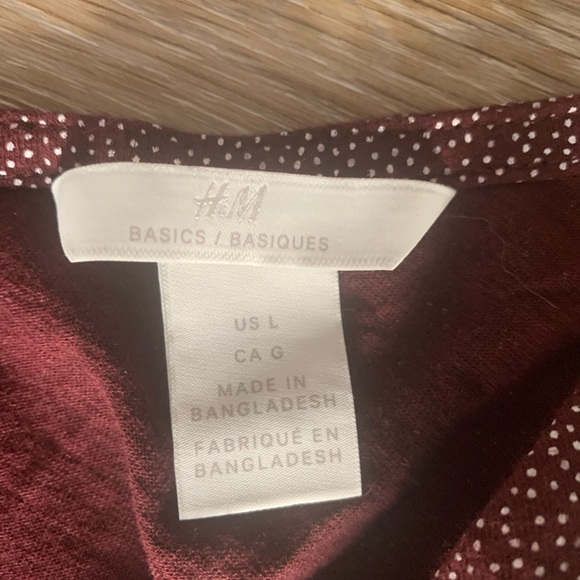 H&M Burgundy Dotted Faux Wrap Dress size Large - Picture 4 of 4